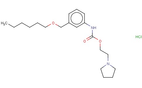 CARBANILIC ACID, M-((HEXYLOXY)METHYL)-, 2-(1-PYRROLIDINYL)ETHYL ESTER, HYDROCHLORIDE